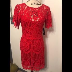 pearson red lace short sleeve dress